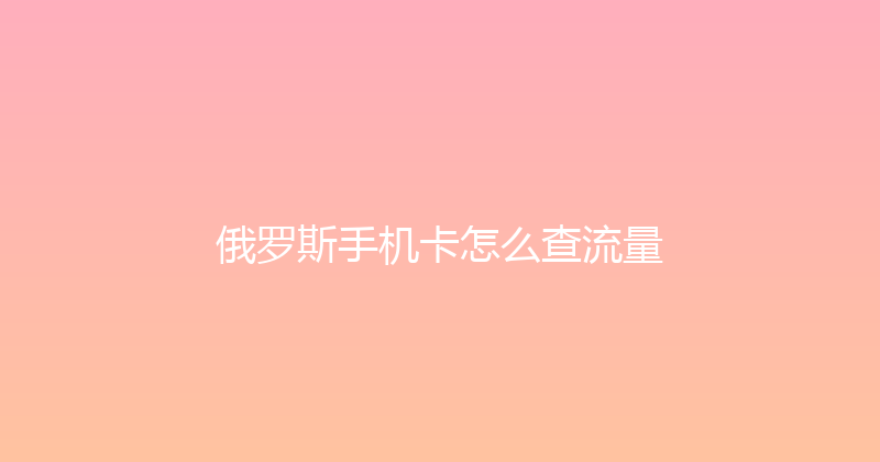 俄罗斯手机卡怎么查流量 