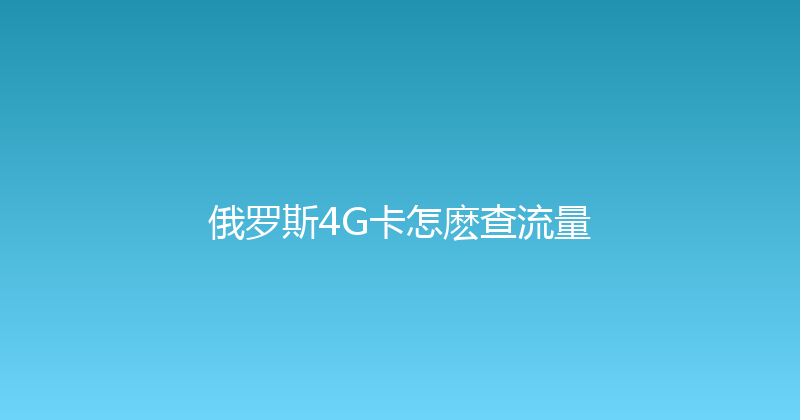 俄罗斯4G卡怎麽查流量 