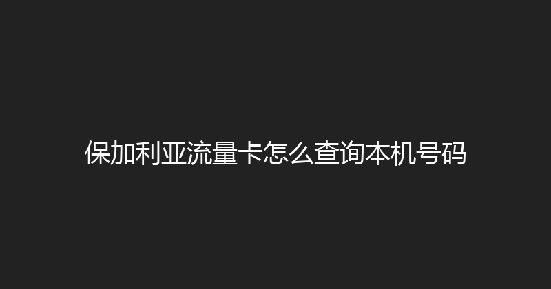 保加利亚流量卡怎么查询本机号码 