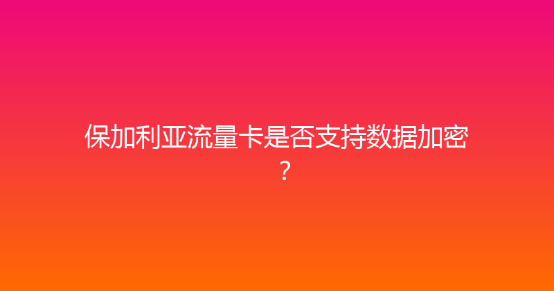 保加利亚流量卡是否支持数据加密？ 