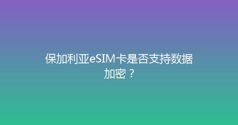 保加利亚eSIM卡是否支持数据加密？ 