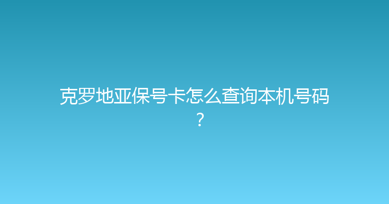 克罗地亚保号卡怎么查询本机号码？ 