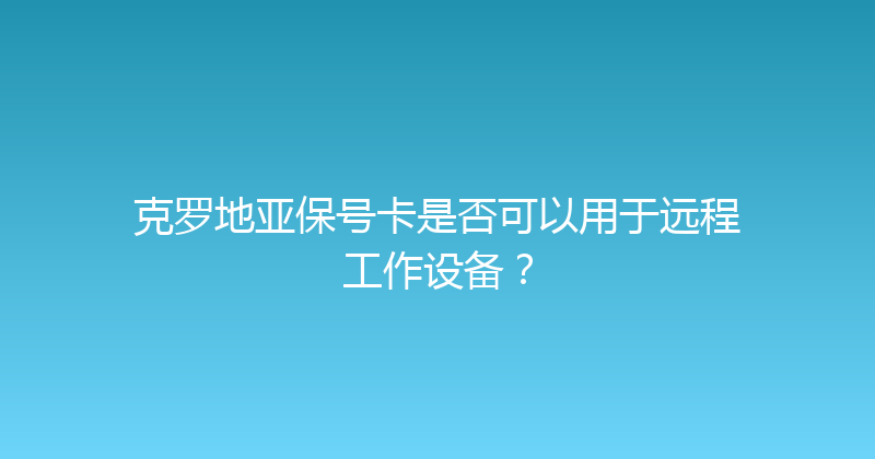 克罗地亚保号卡是否可以用于远程工作设备？ 