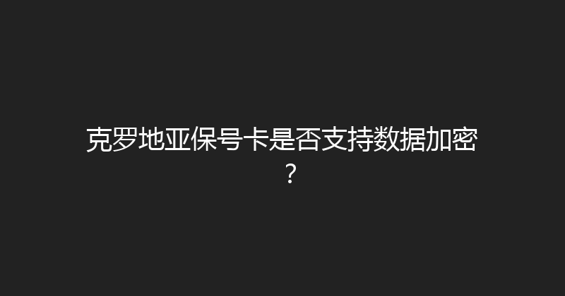 克罗地亚保号卡是否支持数据加密？ 