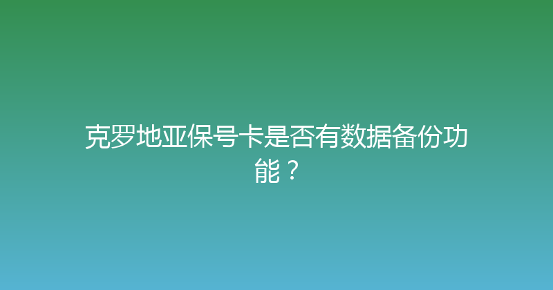克罗地亚保号卡是否有数据备份功能？ 