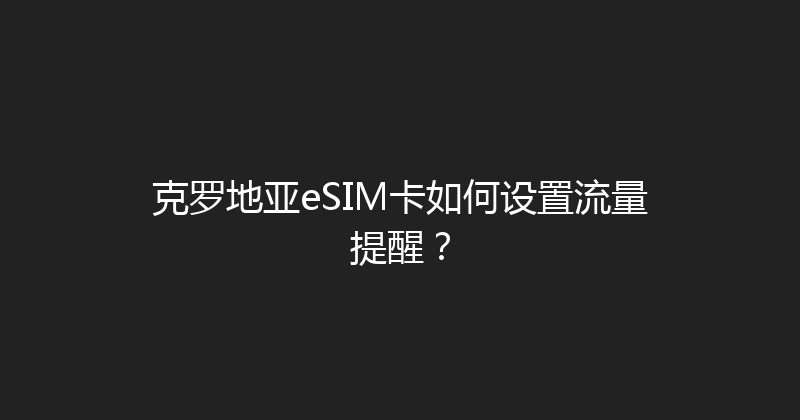 克罗地亚eSIM卡如何设置流量提醒？ 