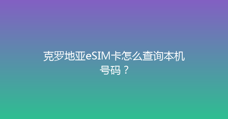 克罗地亚eSIM卡怎么查询本机号码？ 