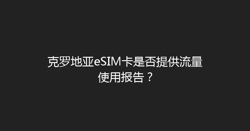 克罗地亚eSIM卡是否提供流量使用报告？ 