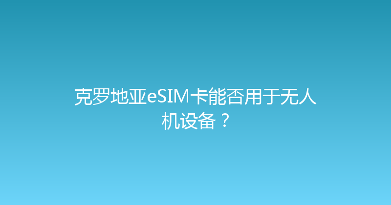 克罗地亚eSIM卡能否用于无人机设备？ 