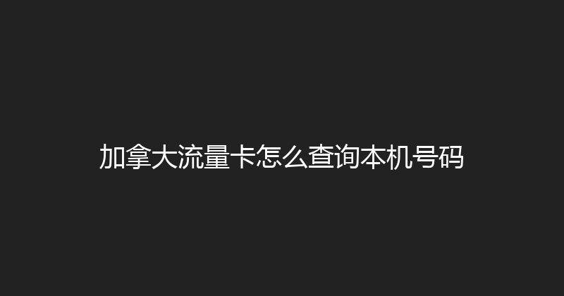 加拿大流量卡怎么查询本机号码 