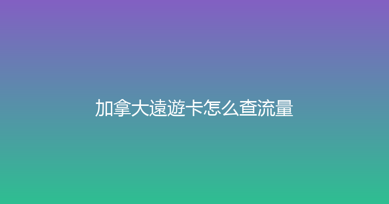 加拿大遠遊卡怎么查流量 