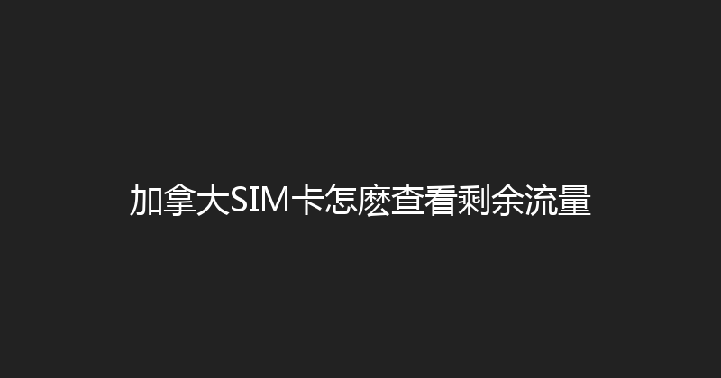 加拿大SIM卡怎麽查看剩余流量 