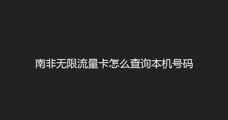 南非无限流量卡怎么查询本机号码 