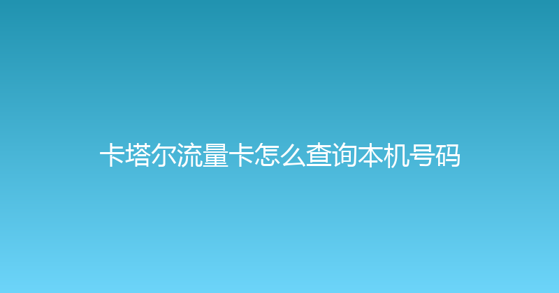 卡塔尔流量卡怎么查询本机号码 