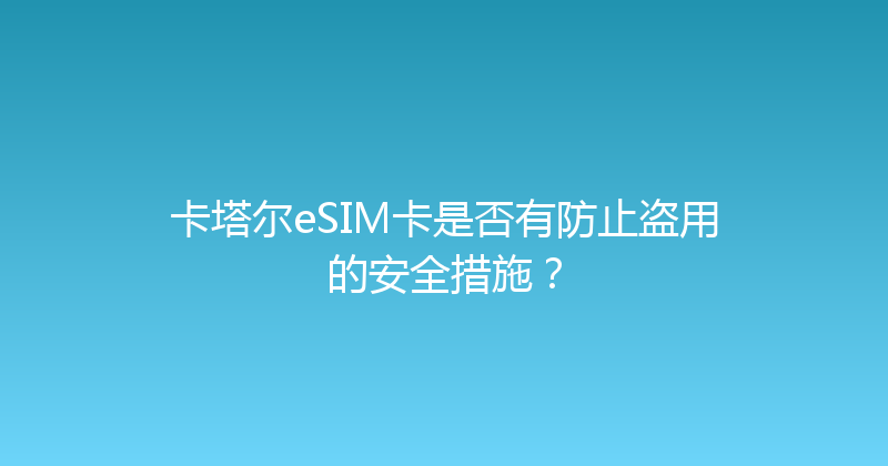 卡塔尔eSIM卡是否有防止盗用的安全措施？ 