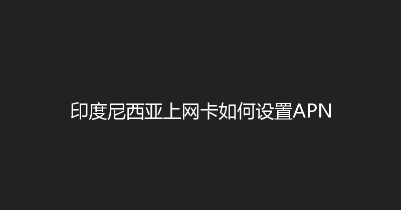 印度尼西亚上网卡如何设置APN 