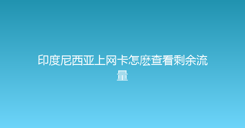 印度尼西亚上网卡怎麽查看剩余流量 