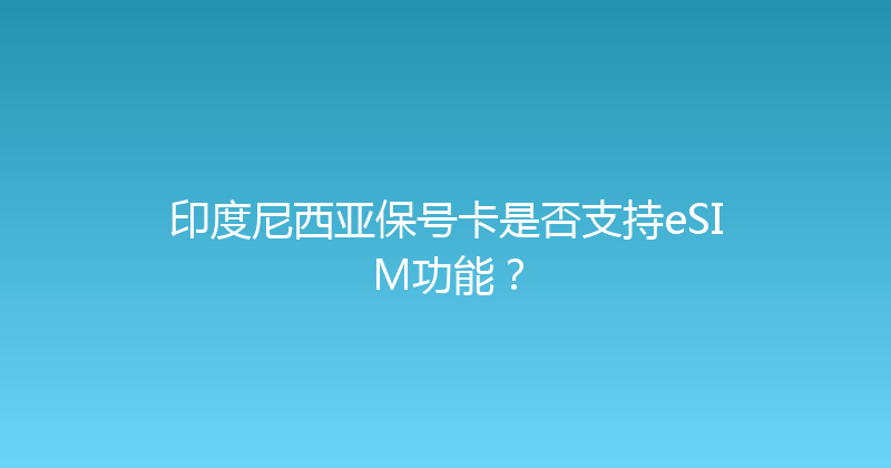 印度尼西亚保号卡是否支持eSIM功能？ 