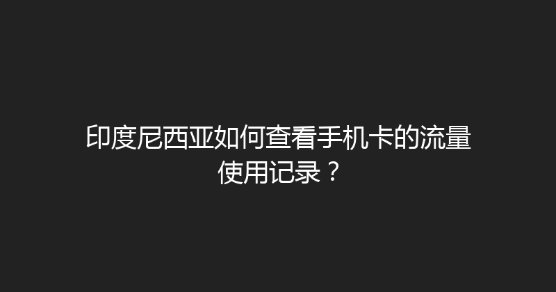 印度尼西亚如何查看手机卡的流量使用记录？ 