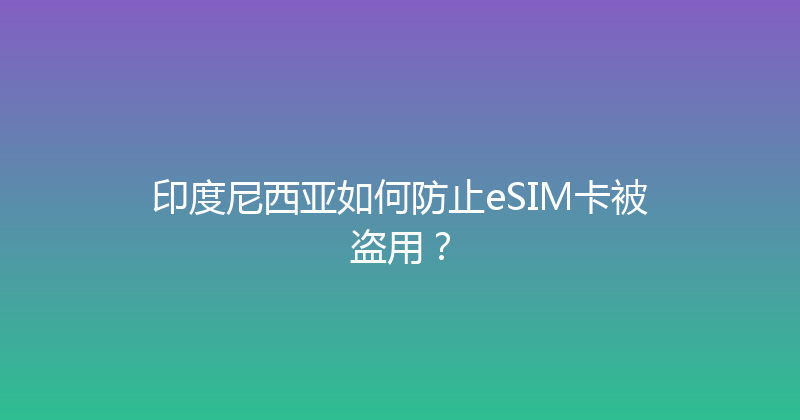 印度尼西亚如何防止eSIM卡被盗用？ 