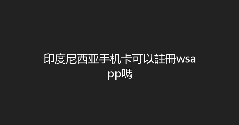 印度尼西亚手机卡可以註冊wsapp嗎 