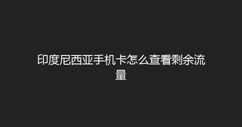 印度尼西亚手机卡怎么查看剩余流量 