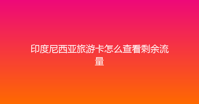 印度尼西亚旅游卡怎么查看剩余流量 