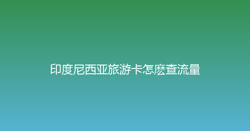 印度尼西亚旅游卡怎麽查流量 