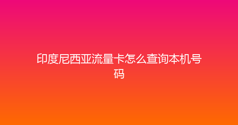 印度尼西亚流量卡怎么查询本机号码 