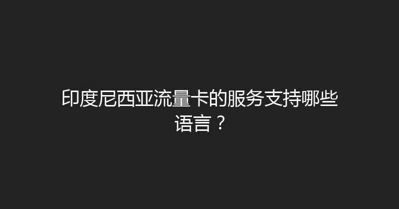 印度尼西亚流量卡的服务支持哪些语言？ 