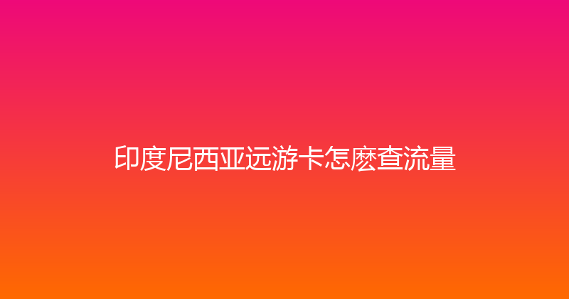 印度尼西亚远游卡怎麽查流量 