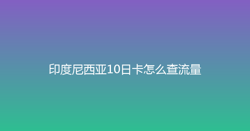 印度尼西亚10日卡怎么查流量 