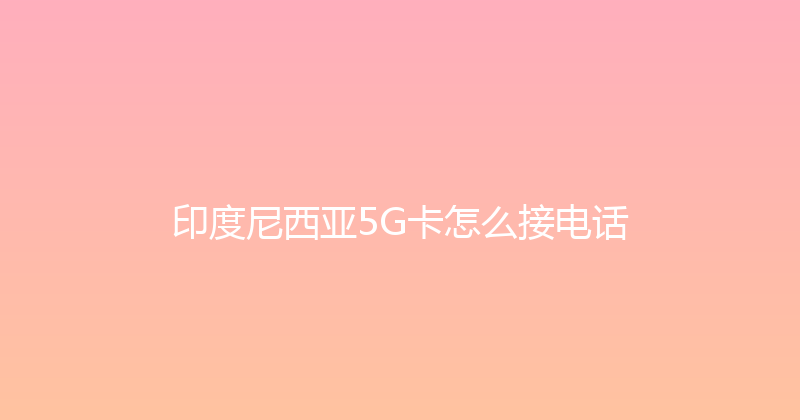 印度尼西亚5G卡怎么接电话 