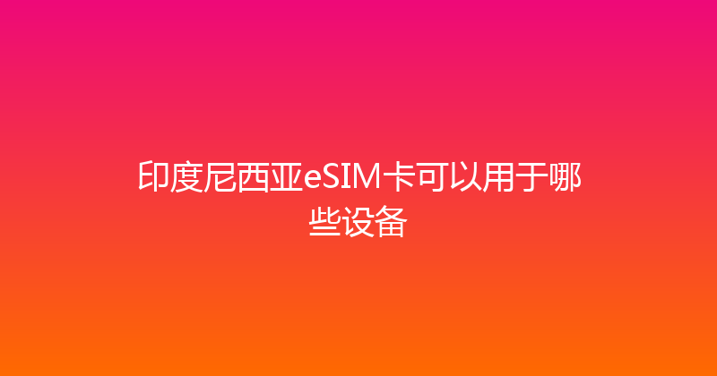 印度尼西亚eSIM卡可以用于哪些设备 