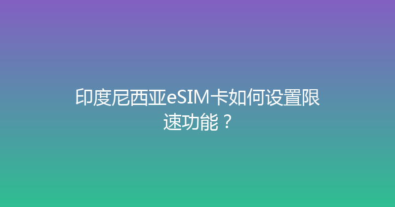 印度尼西亚eSIM卡如何设置限速功能？ 