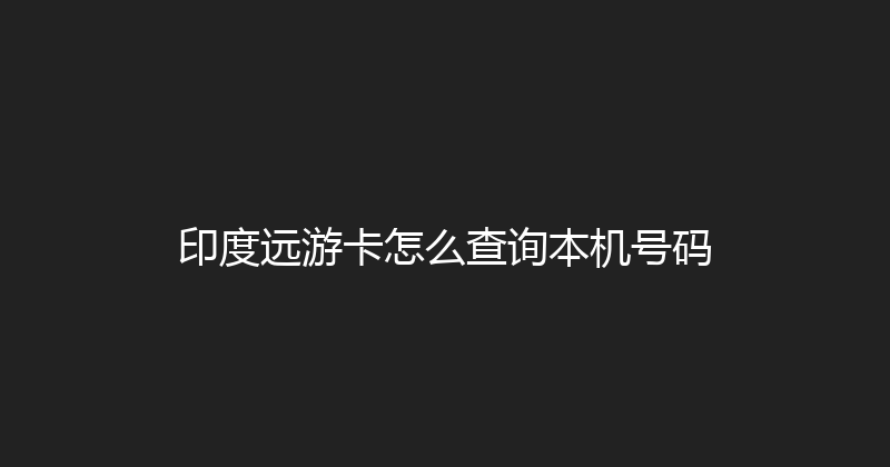 印度远游卡怎么查询本机号码 