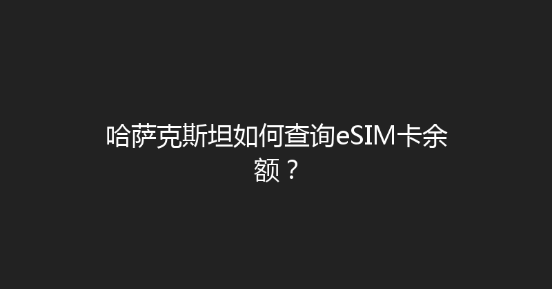 哈萨克斯坦如何查询eSIM卡余额？ 
