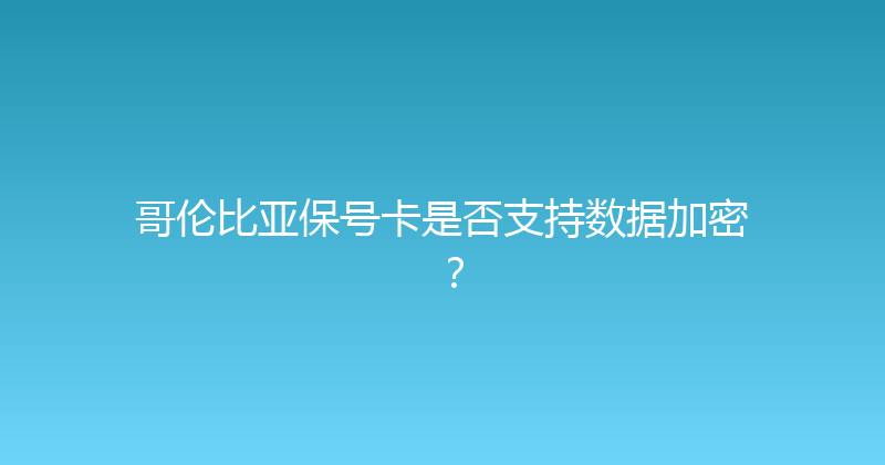 哥伦比亚保号卡是否支持数据加密？ 