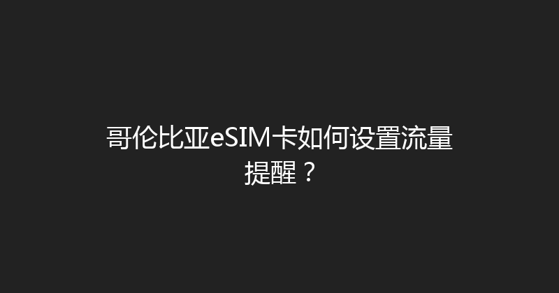 哥伦比亚eSIM卡如何设置流量提醒？ 