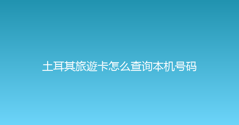 土耳其旅遊卡怎么查询本机号码 