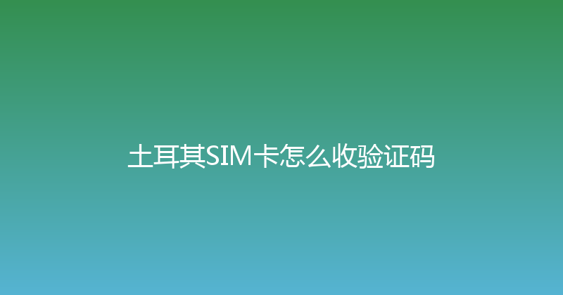 土耳其SIM卡怎么收验证码 
