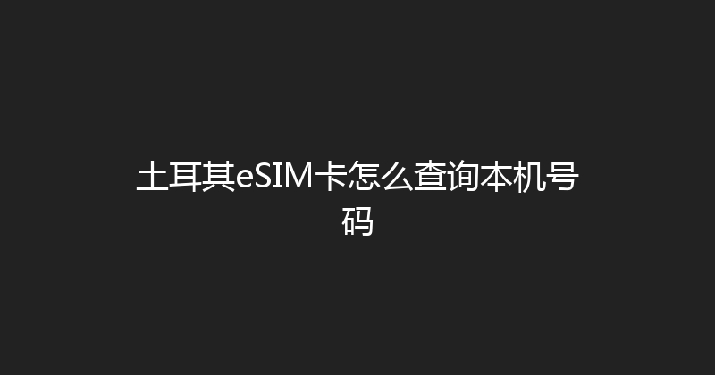 土耳其eSIM卡怎么查询本机号码 