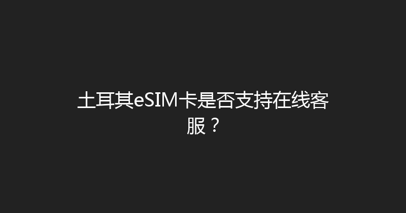 土耳其eSIM卡是否支持在线客服？ 