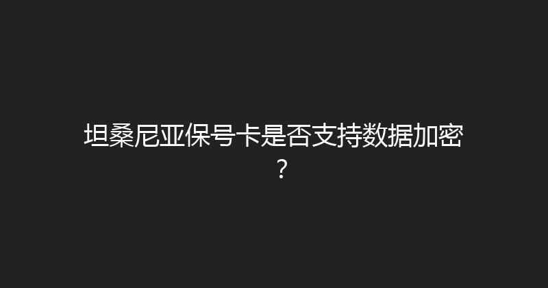 坦桑尼亚保号卡是否支持数据加密？ 