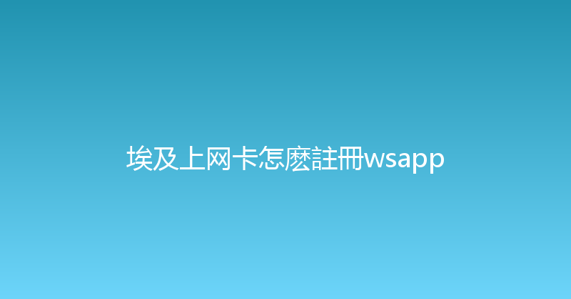 埃及上网卡怎麽註冊wsapp 