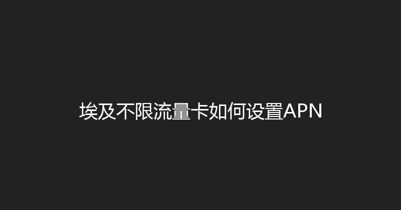 埃及不限流量卡如何设置APN 