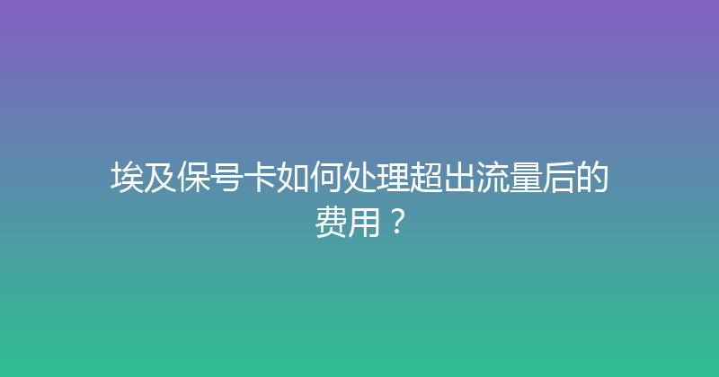 埃及保号卡如何处理超出流量后的费用？ 