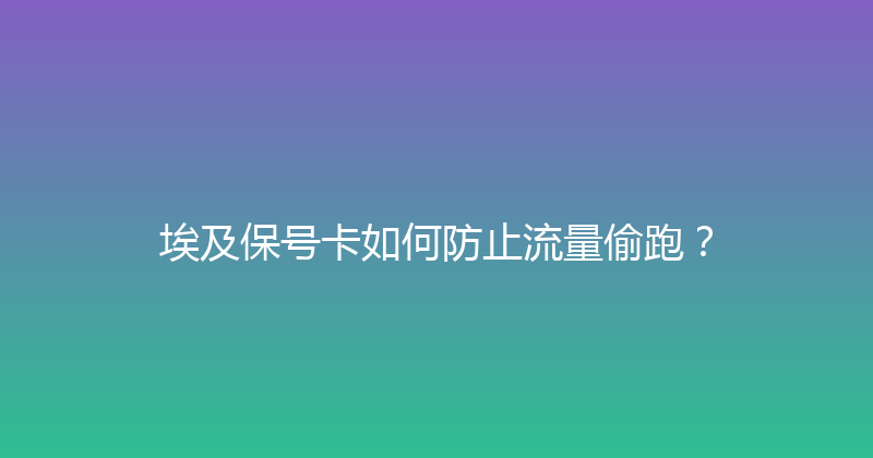 埃及保号卡如何防止流量偷跑？ 
