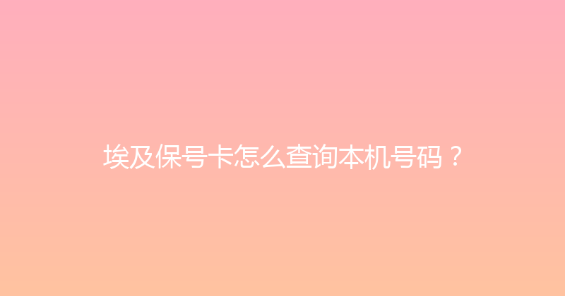 埃及保号卡怎么查询本机号码？ 