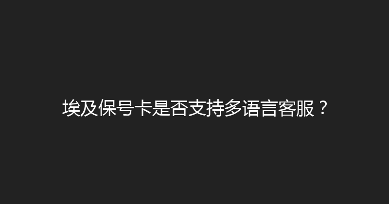 埃及保号卡是否支持多语言客服？ 